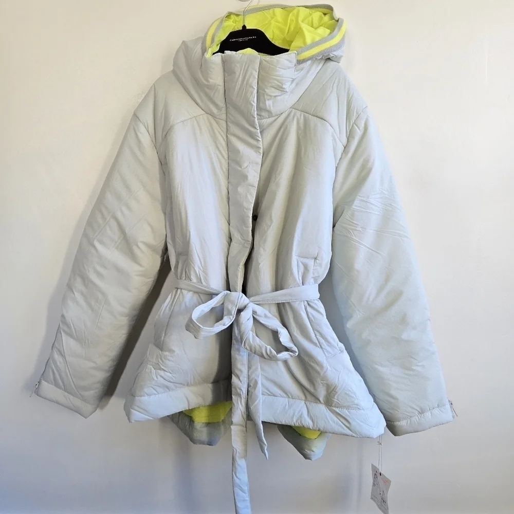 New Free People Movement Fanny Pack Blue Metal Combo Puffer Jacket NWOT Small